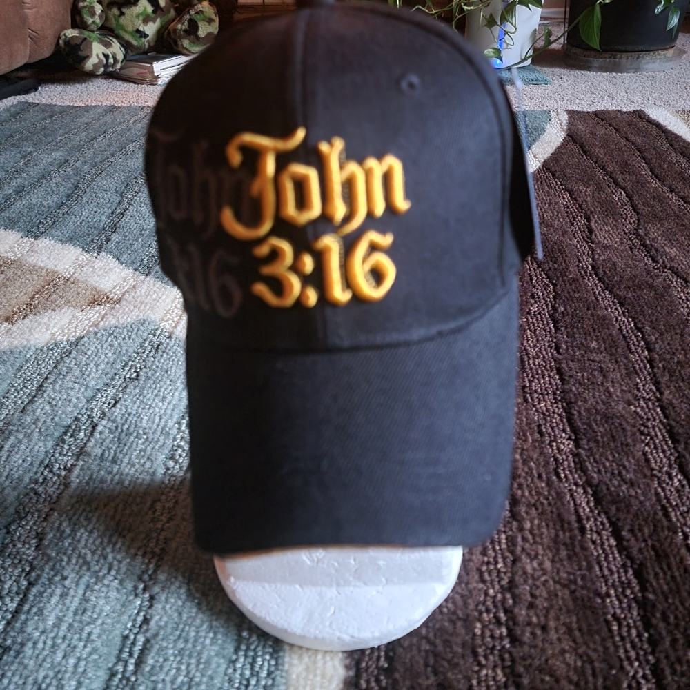 New Black John 3:16 adjustable baseball cap - Picture 7 of 8
